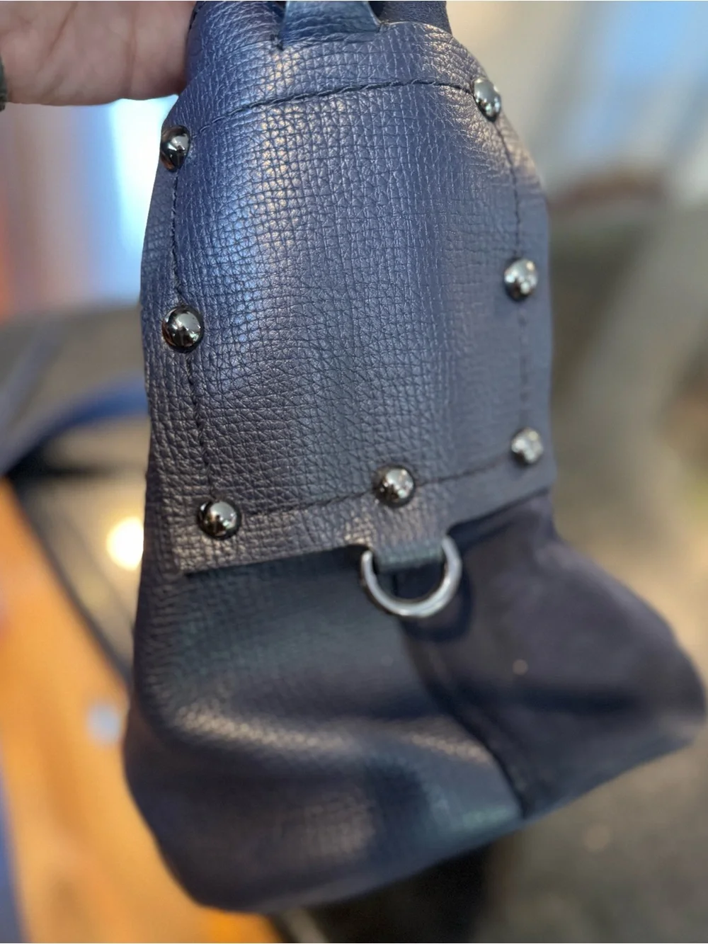Marc Jacobs Pebbled Leather and suede bucket crossbody bag.